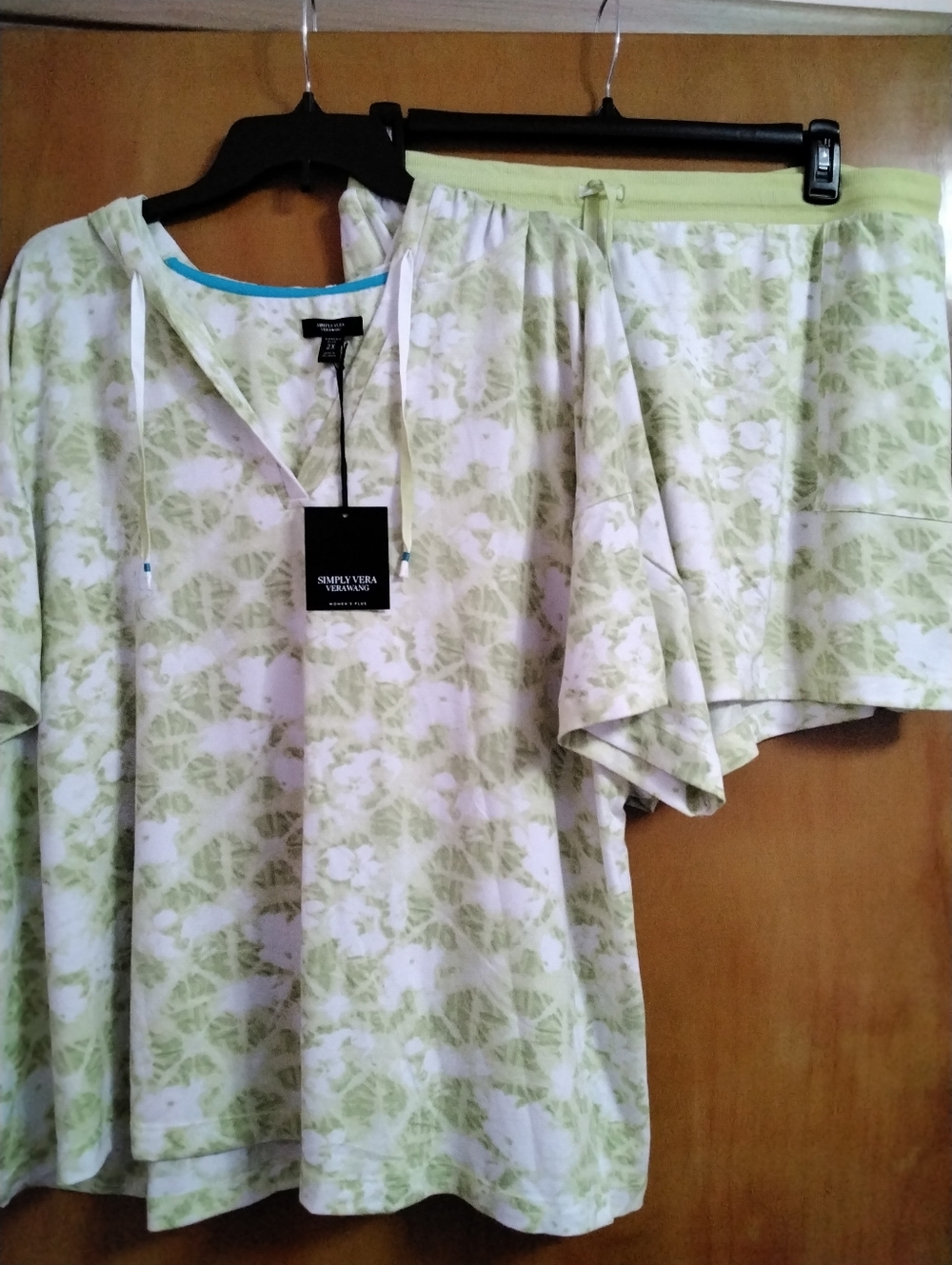Simply Vera Vera Wang Lime Green and White Tie-Dye Lounge Set Sz 2X